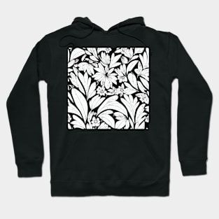 Vintage Floral Cottagecore  Romantic Flower Peony Rose Design Black and White Hoodie